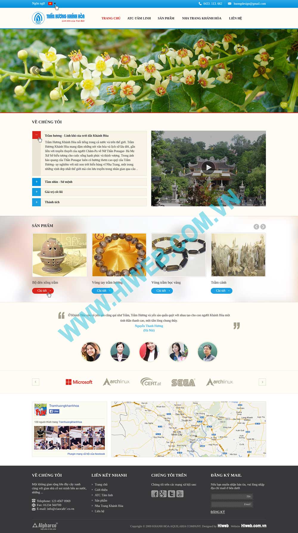 Mẫu thiết kế website trầm hương Khánh Hòa