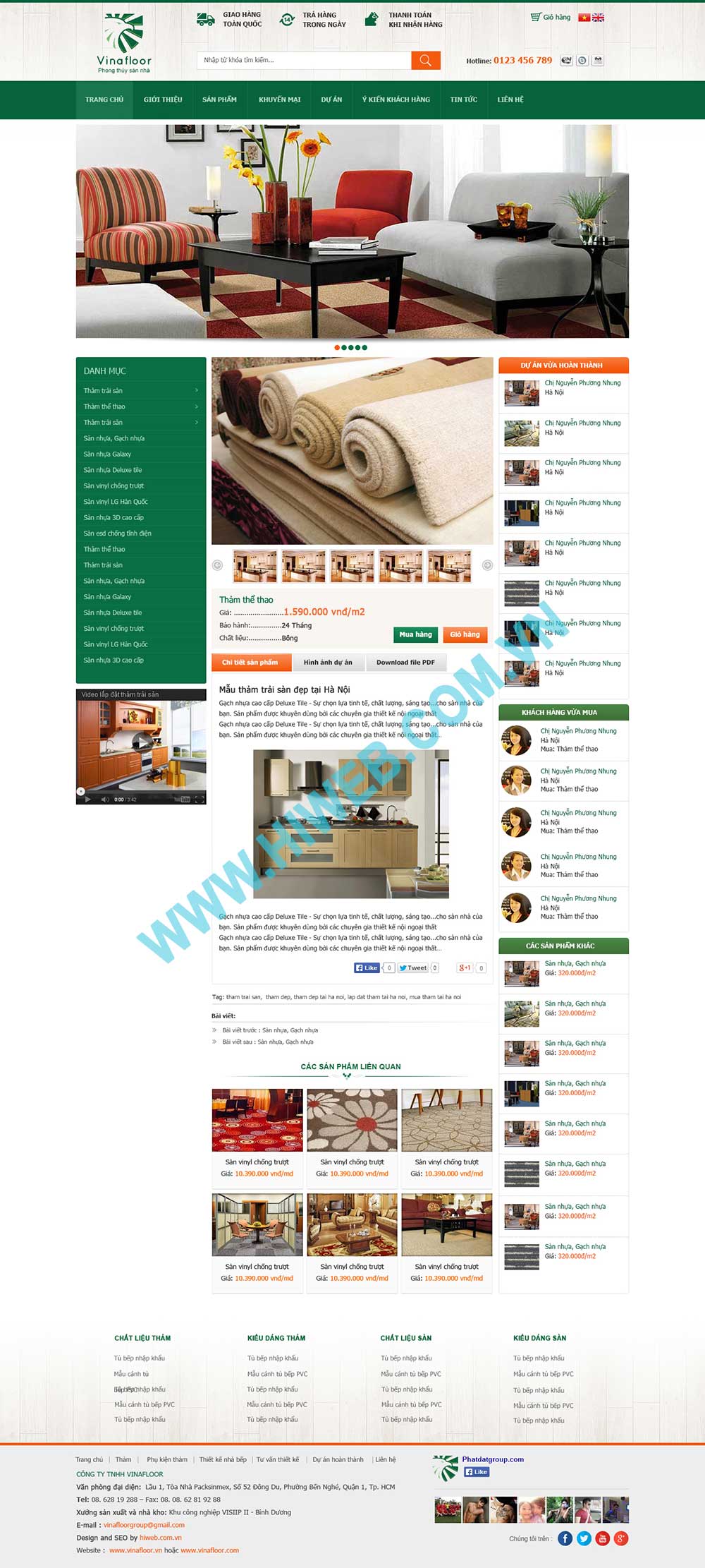 Mẫu thiết kế web sàn nội thất VinaFloor