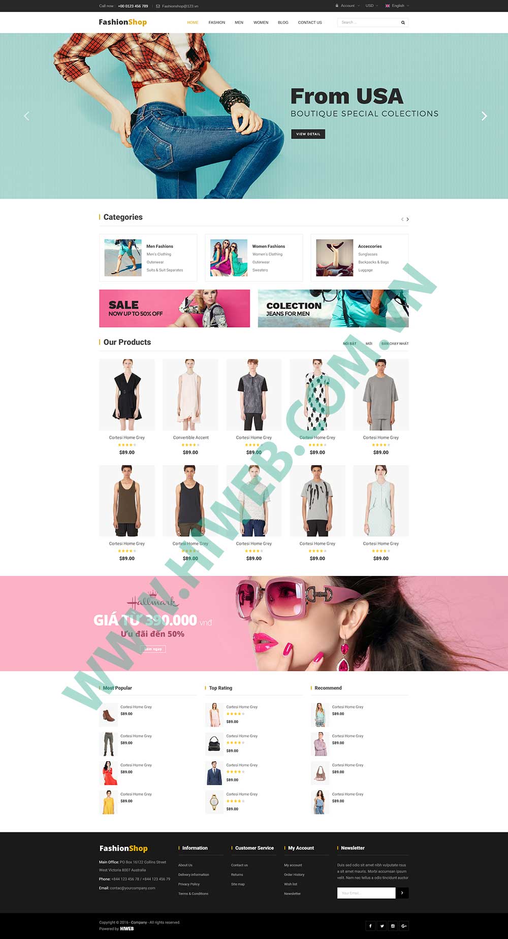 Mẫu website thời trang M011