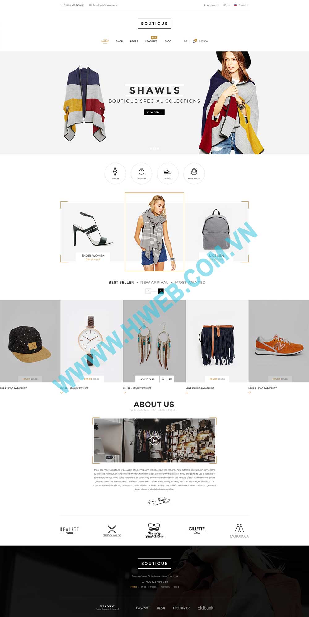 Mẫu website thời trang Boutique