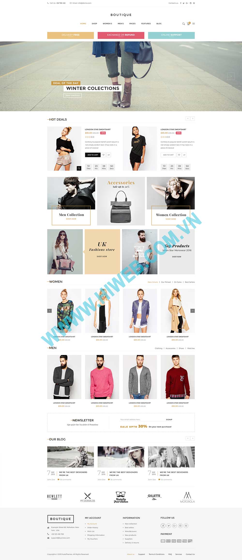 Mẫu website kinh doanh thời trang Boutique