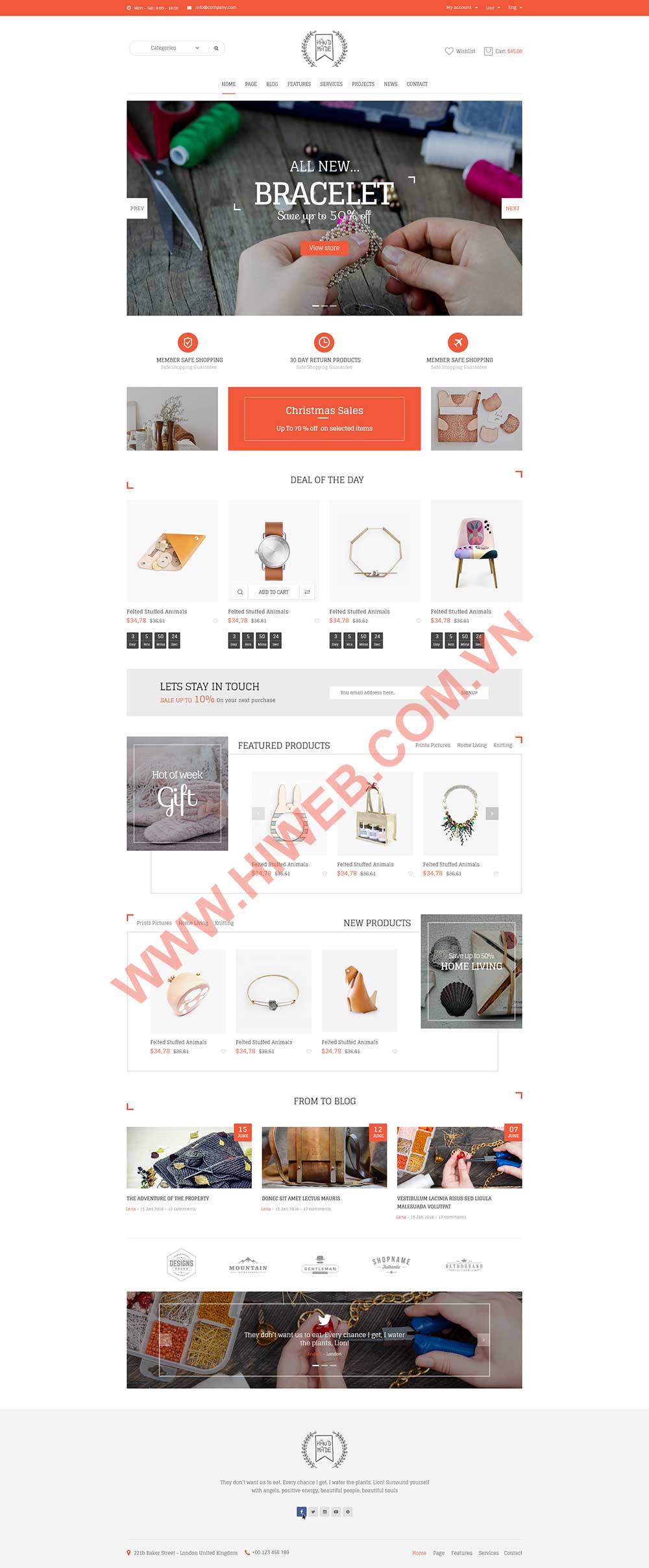 Mẫu website kinh doanh đồ Handmade M003